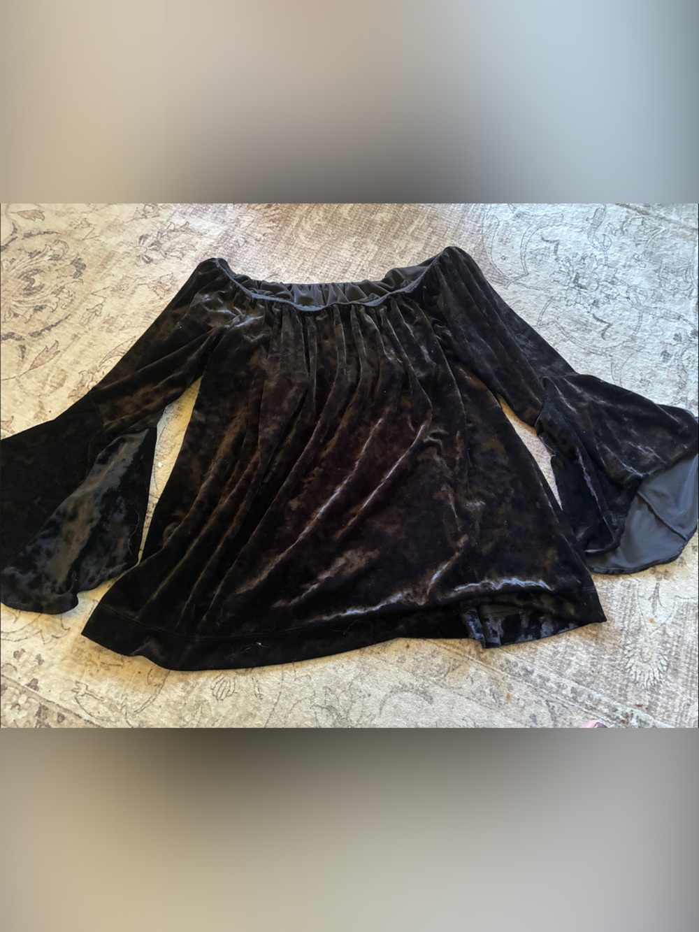 Black Velvet Y2K Black Off-Shoulder Top Hippie Boho